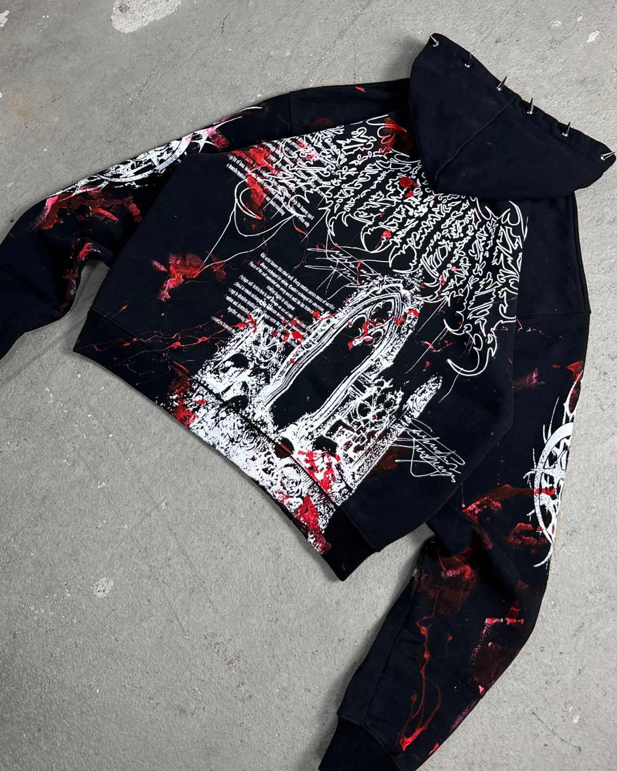 1of1 spiked BLOODY OVERDXSE HOODIE size M