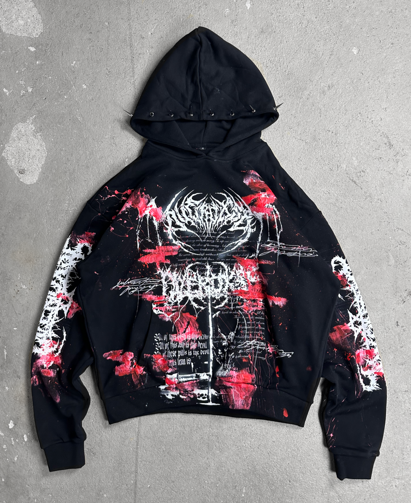 1of1 spiked BLOODY OVERDXSE HOODIE size XL