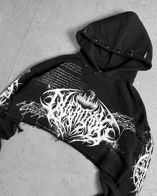1of1 cropped spiked OVERDXSE HOODIE size M