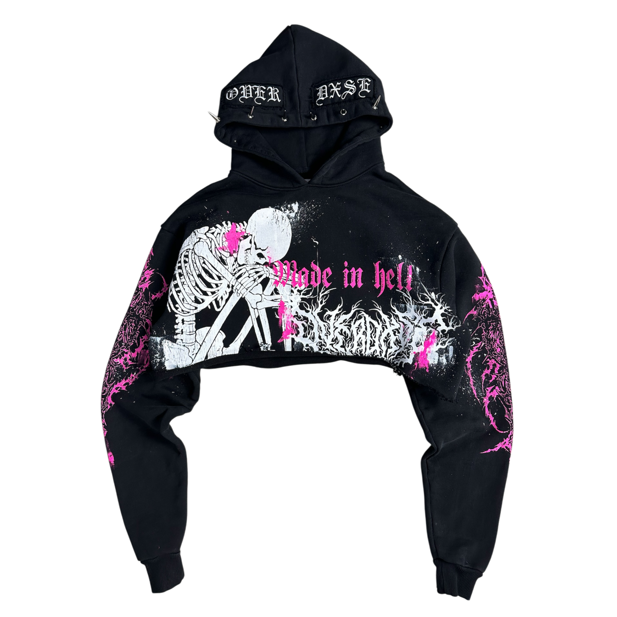 1of1 cropped spiked OVERDXSE HOODIE size S