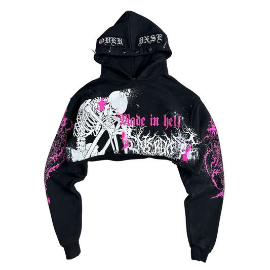 1of1 cropped spiked OVERDXSE HOODIE size S