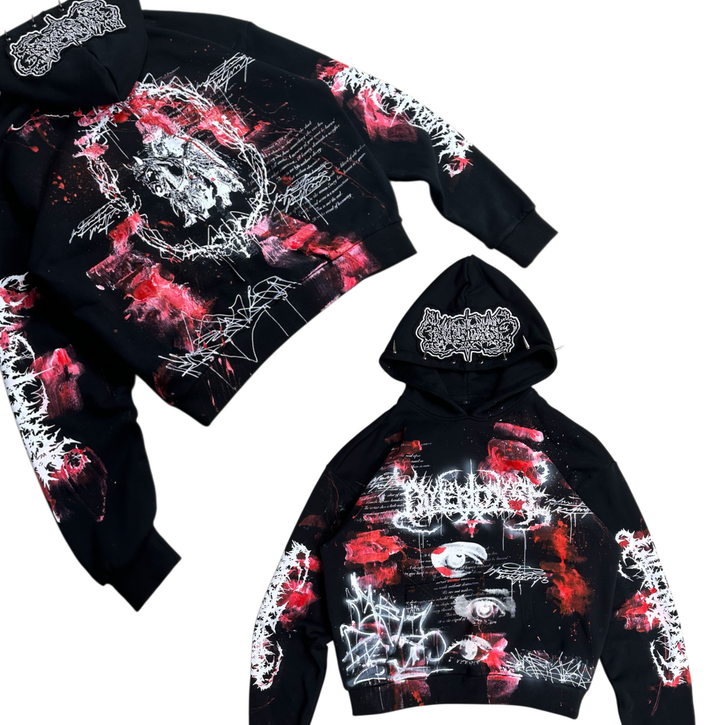 1of1 spiked BLOODY OVERDXSE HOODIE size L
