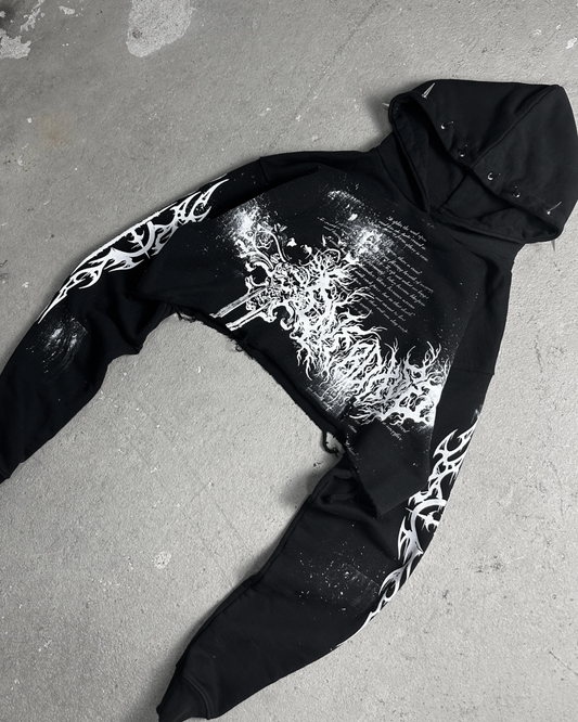 1of1 cropped spiked  OVERDXSE HOODIE size S