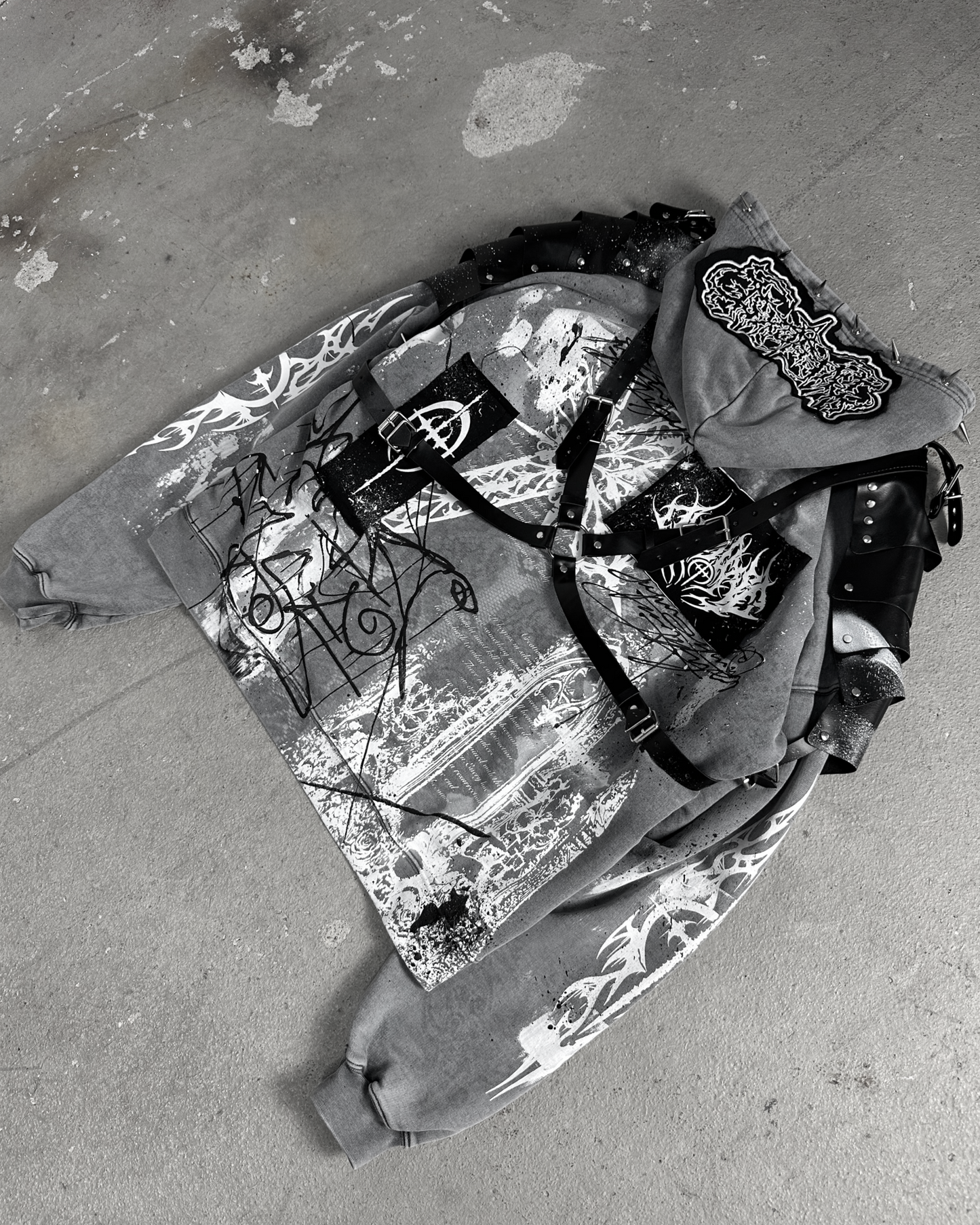 1of1 spiked OVERDXSE ARMOR HOODIE size L