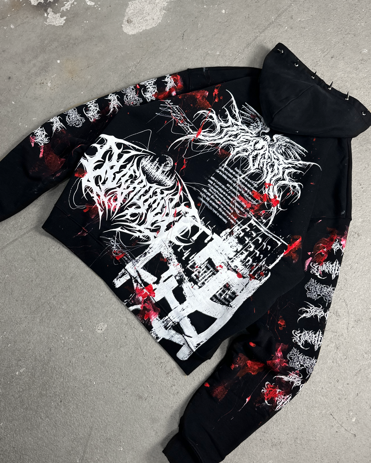 1of1 spiked BLOODY OVERDXSE HOODIE size XXL