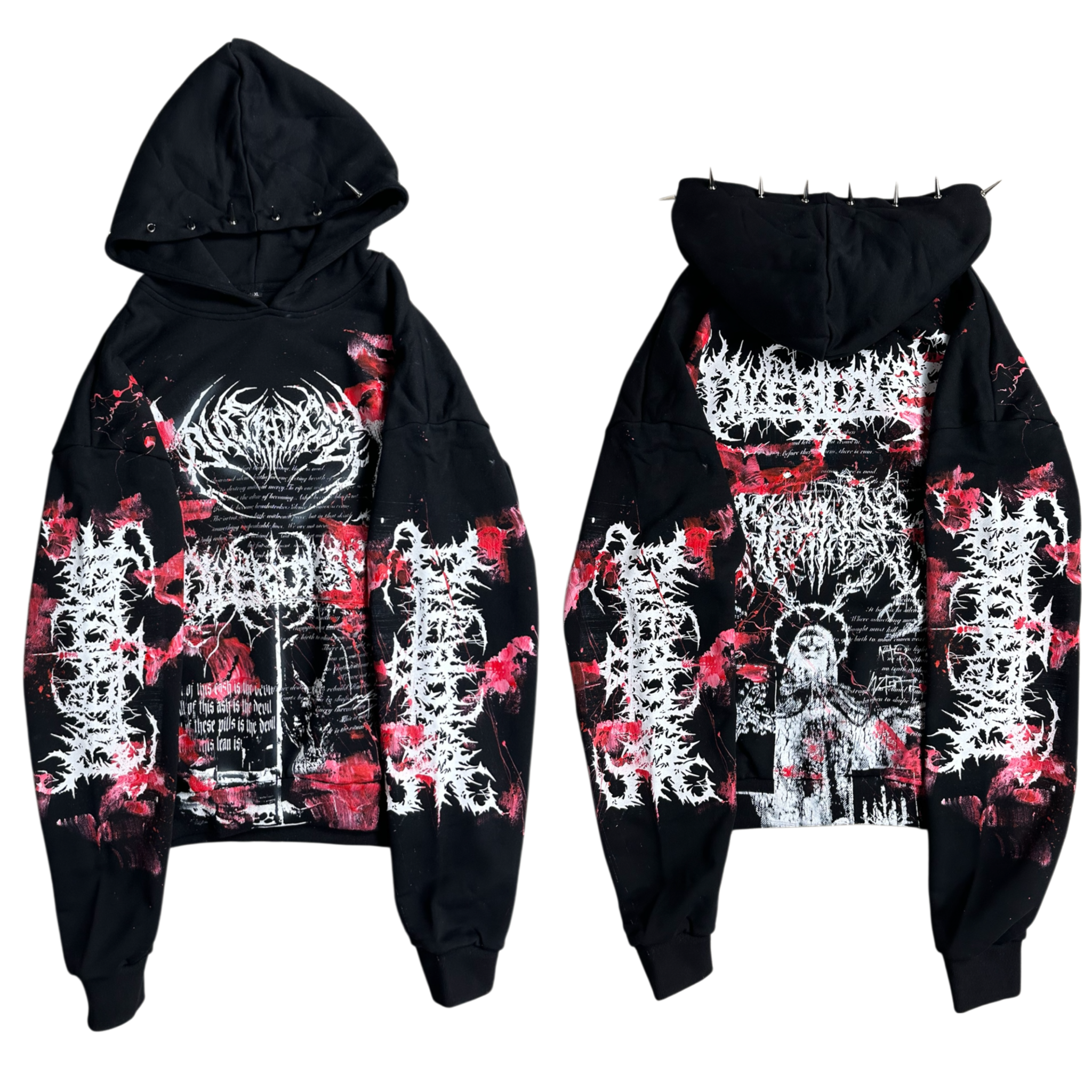 1of1 spiked BLOODY OVERDXSE HOODIE size XL