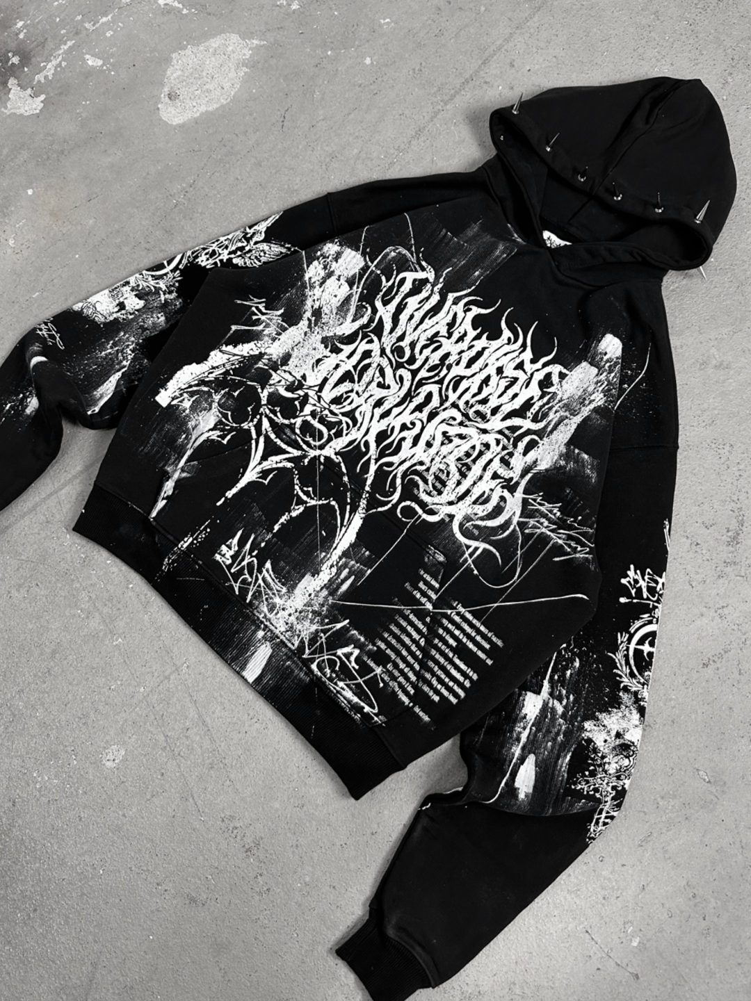 1of1 spiked OVERDXSE HOODIE size L