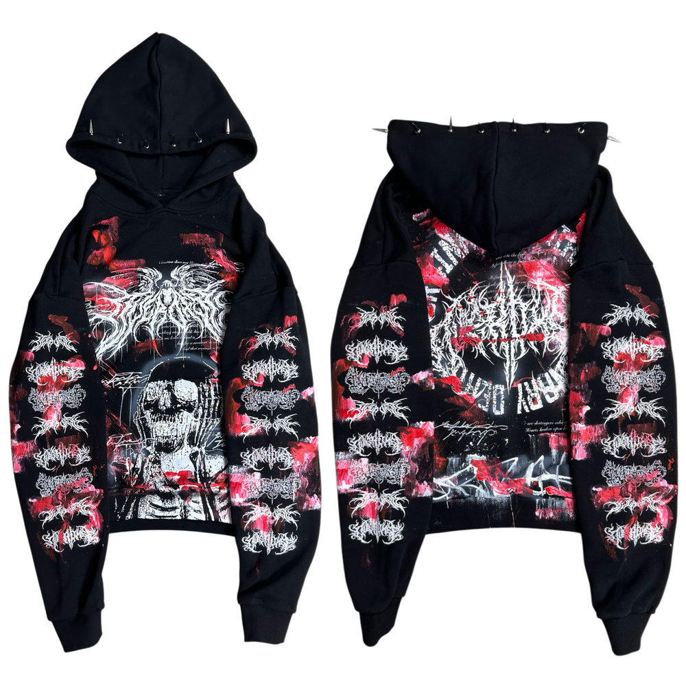 1of1 spiked BLOODY OVERDXSE HOODIE size XL