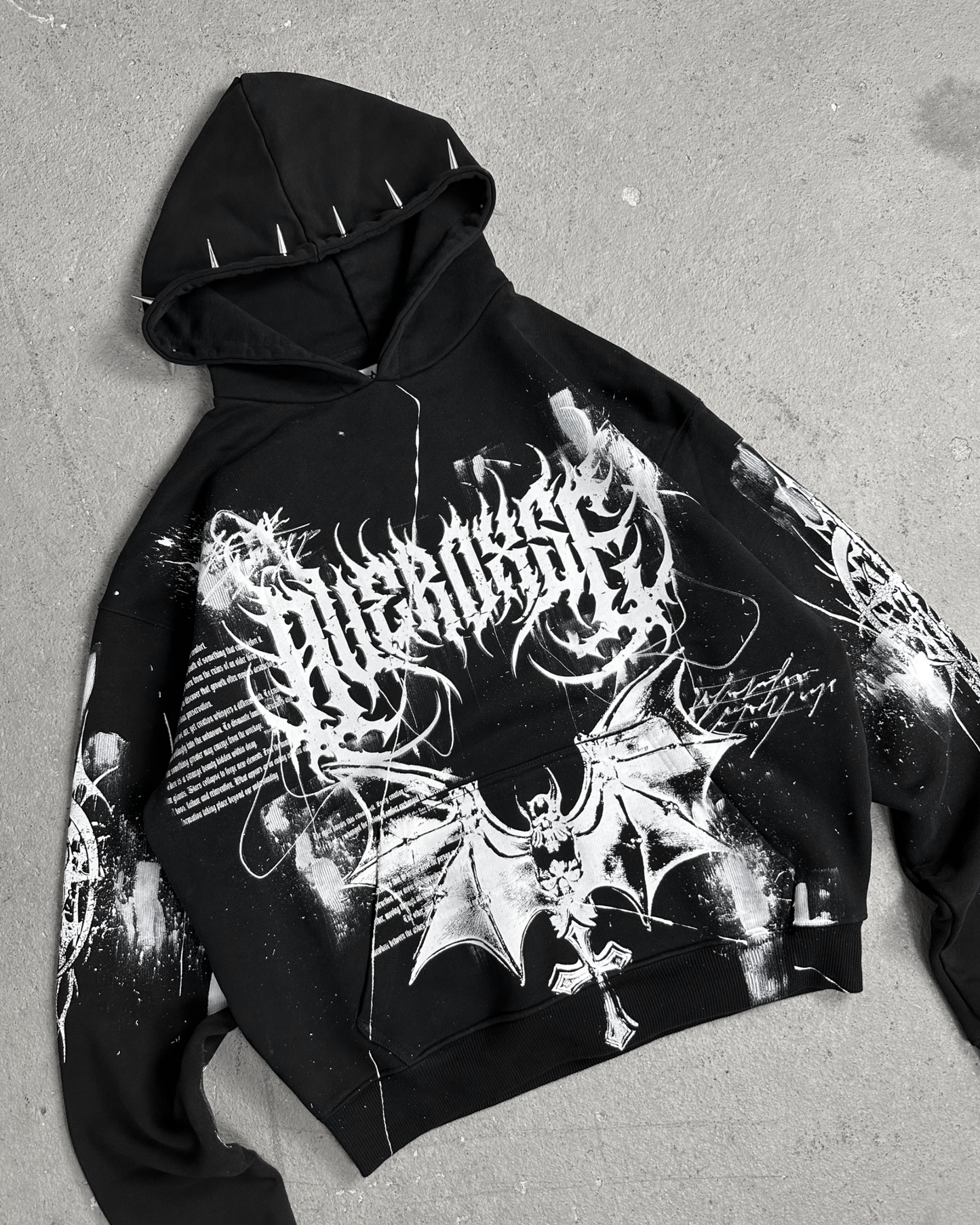 1of1 spiked OVERDXSE HOODIE size L