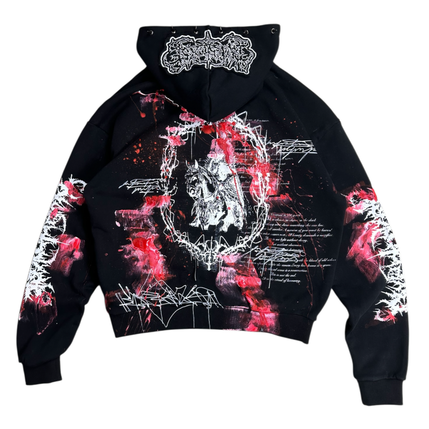 1of1 spiked BLOODY OVERDXSE HOODIE size L