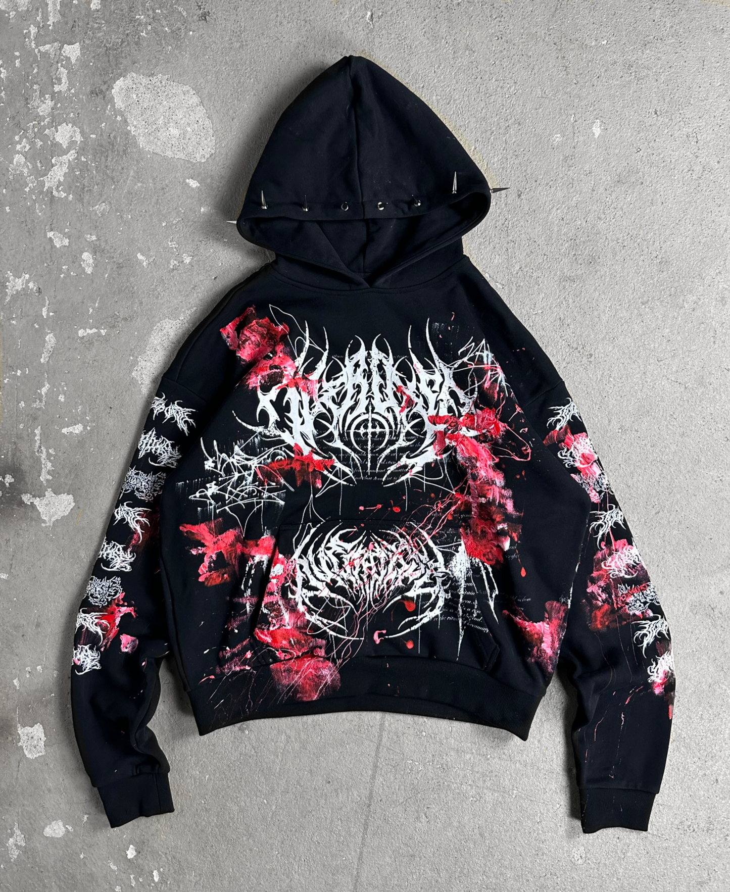 1of1 spiked BLOODY OVERDXSE HOODIE size L