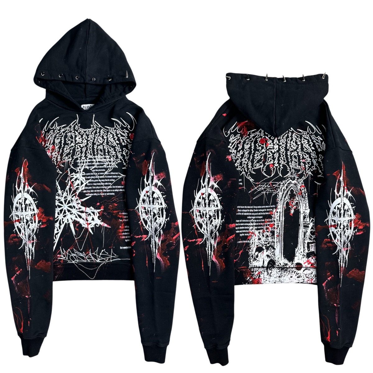 1of1 spiked BLOODY OVERDXSE HOODIE size M