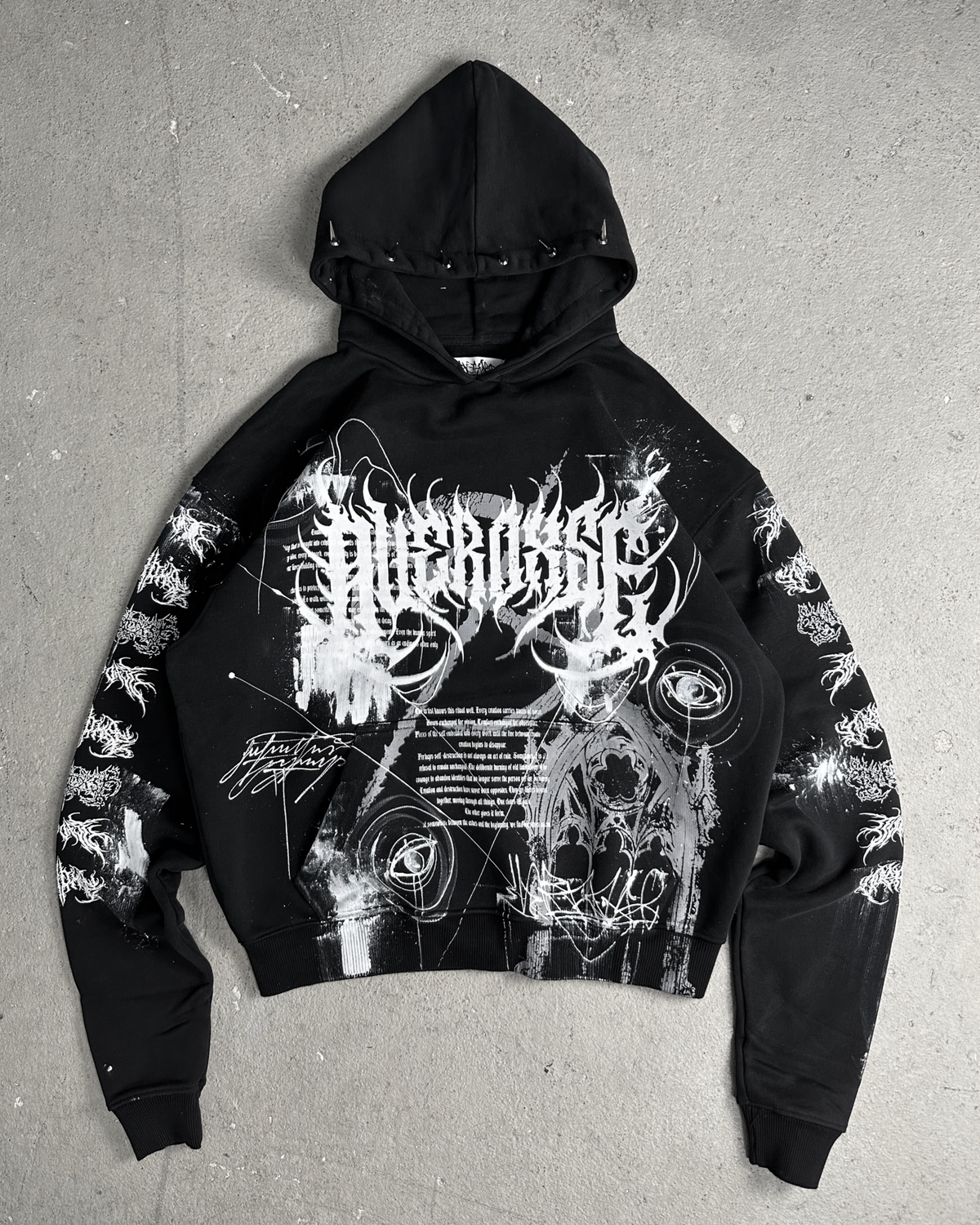 1of1 spiked OVERDXSE HOODIE size L