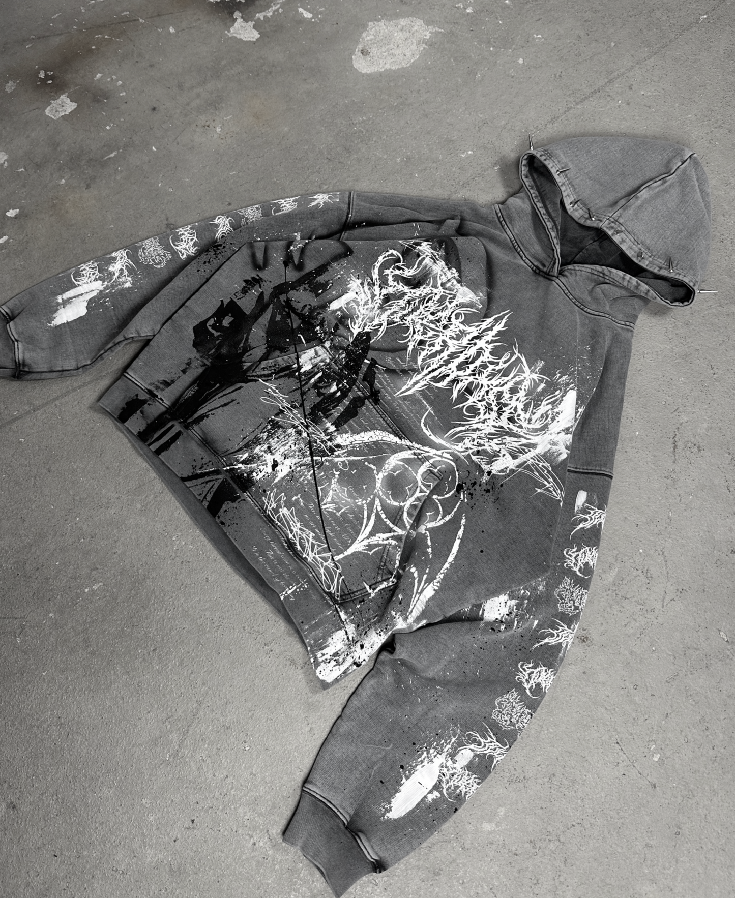 1of1 stone washed spiked OVERDXSE HOODIE size XL