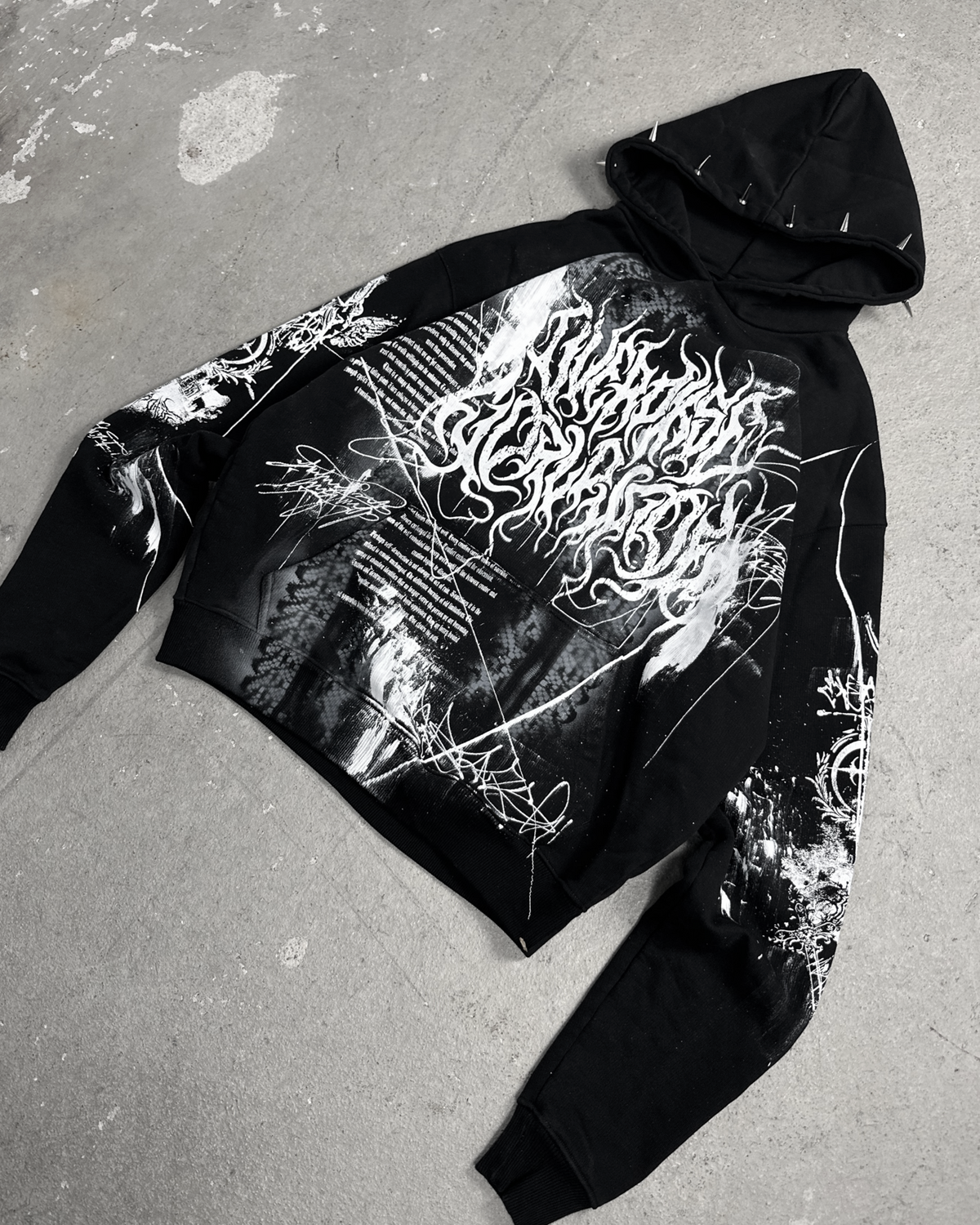 1of1 spiked OVERDXSE HOODIE size L