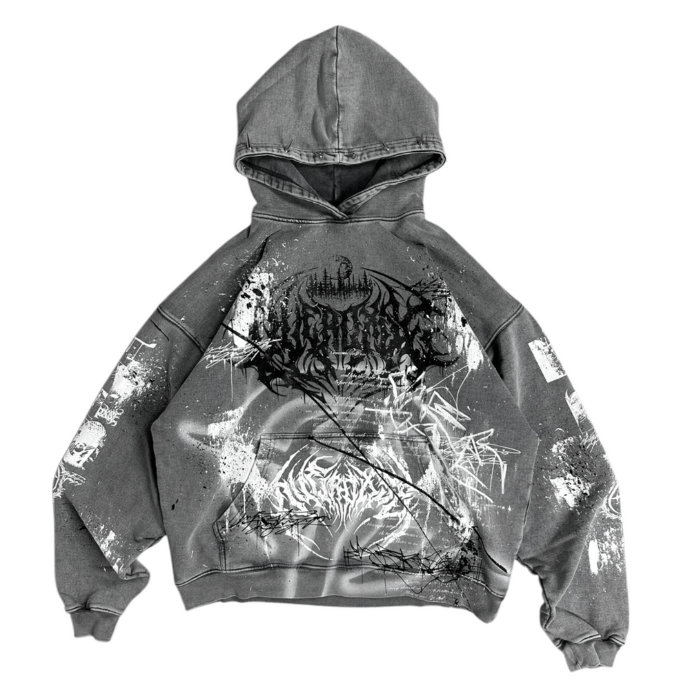 1of1 stone washed spiked OVERDXSE HOODIE size L