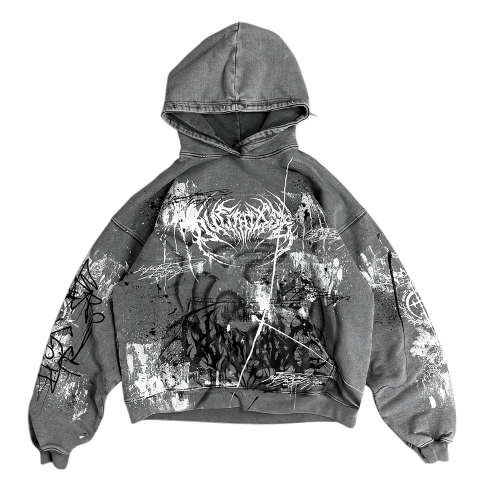 1of1 stone washed spiked OVERDXSE HOODIE size L