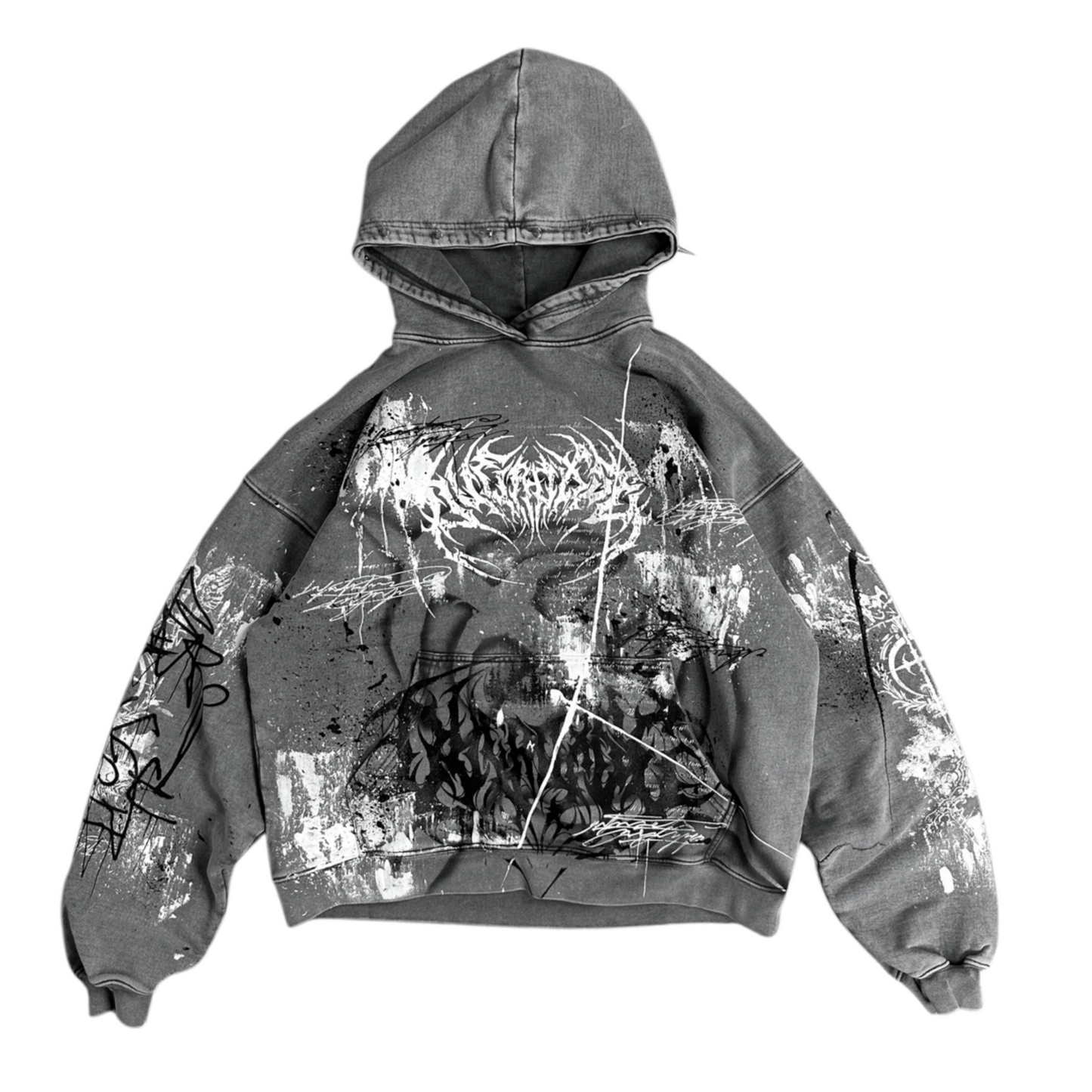 1of1 stone washed spiked OVERDXSE HOODIE size L