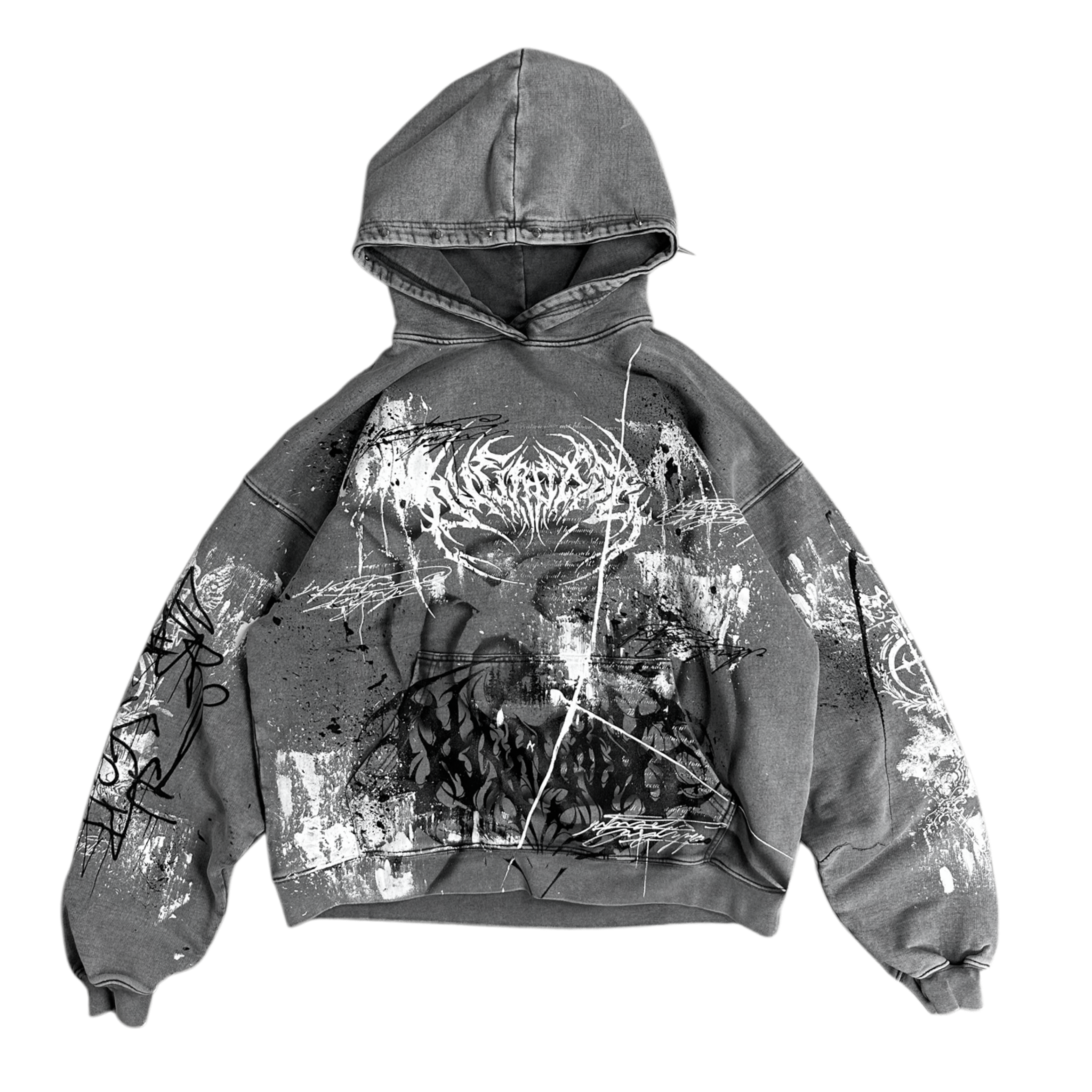 1of1 stone washed spiked OVERDXSE HOODIE size L