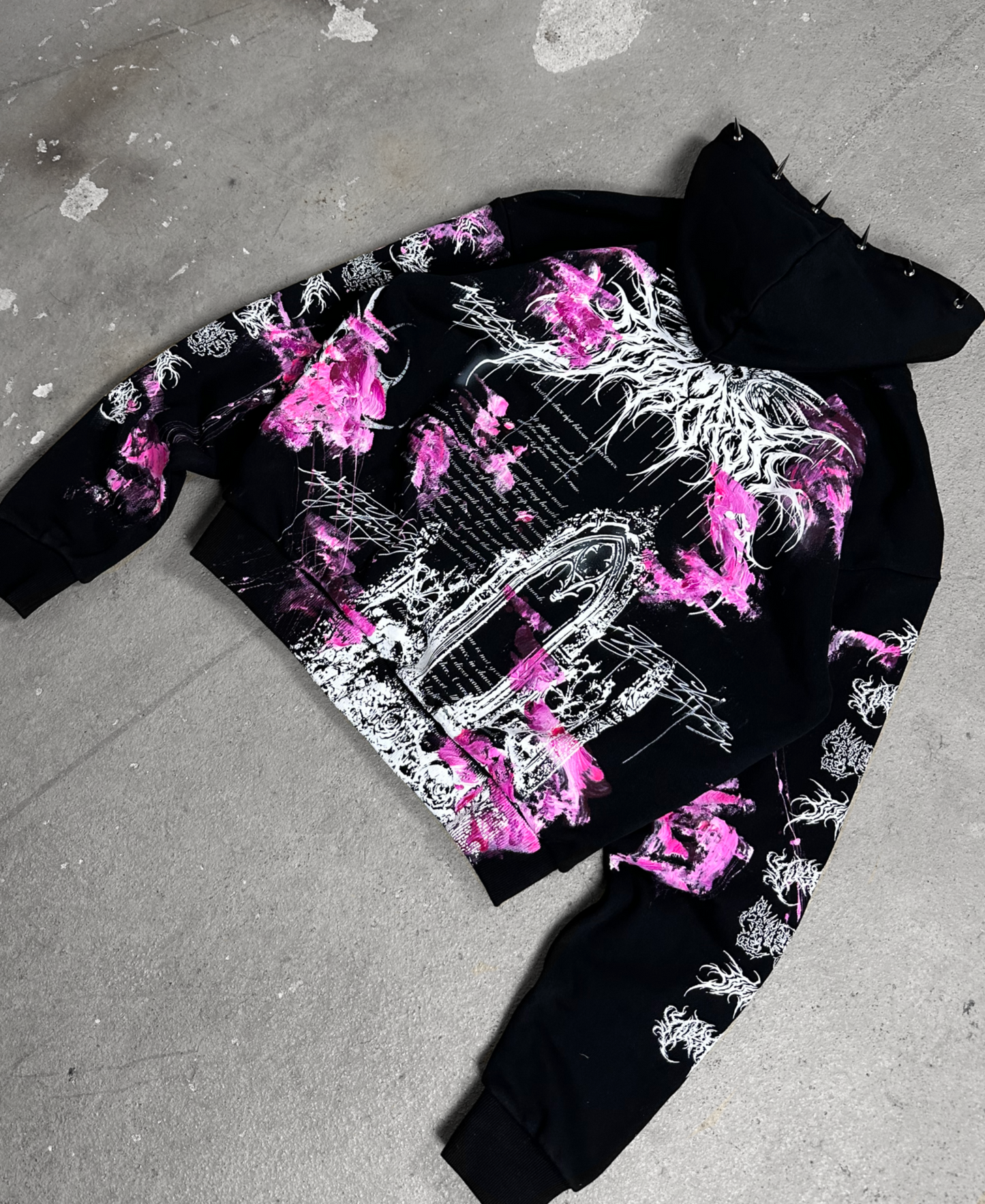 1of1 spiked OVERDXSE MAGNOLIA HOODIE size S