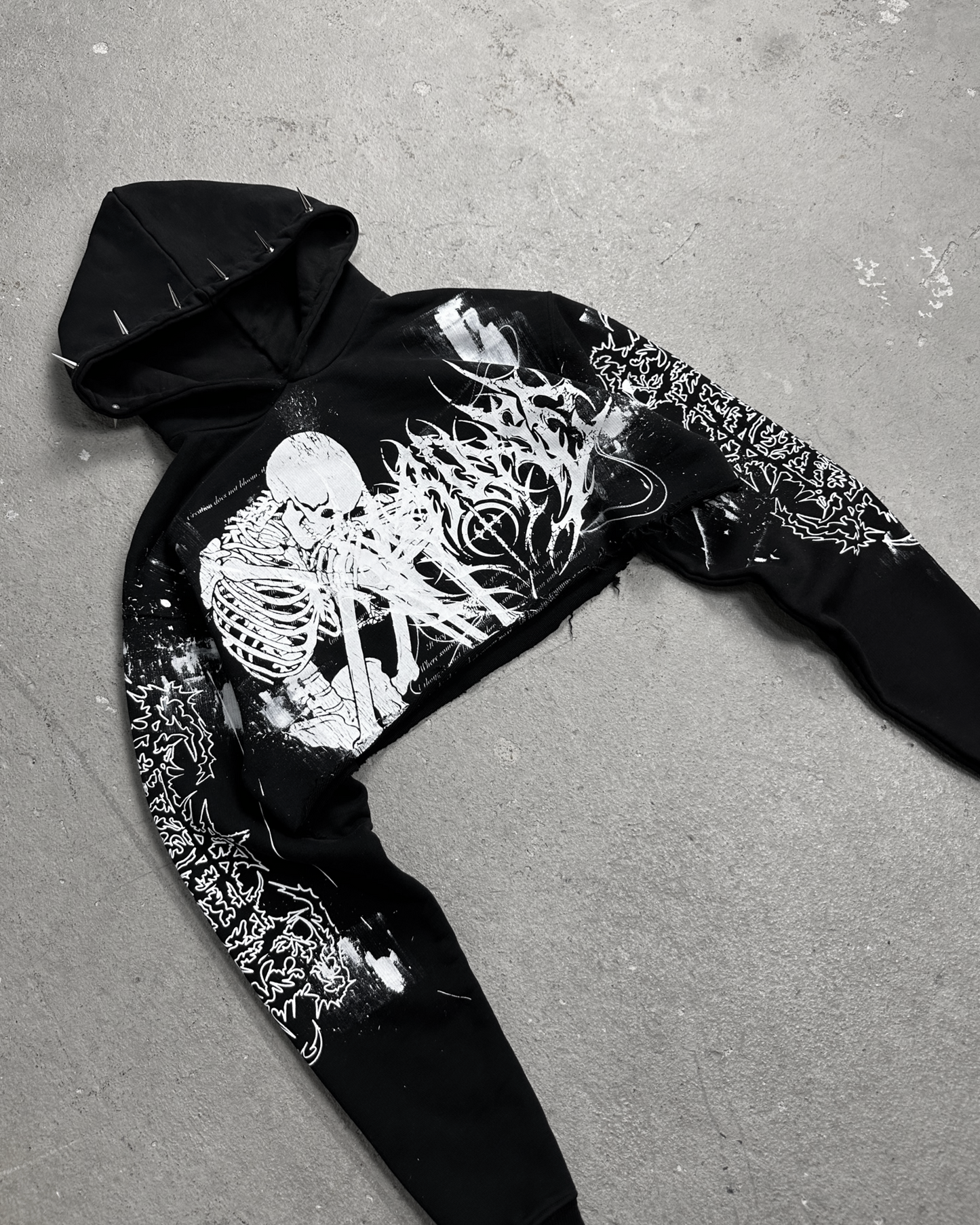1of1 spiked cropped OVERDXSE HOODIE size S