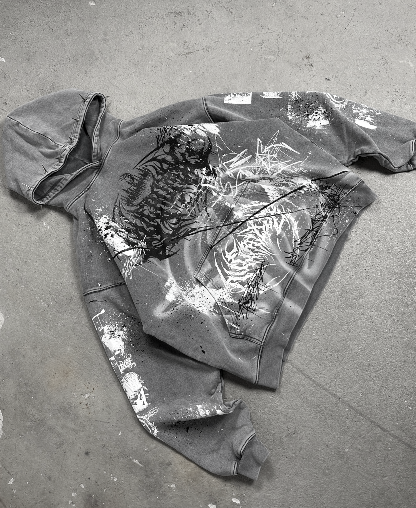 1of1 stone washed spiked  OVERDXSE HOODIE size L