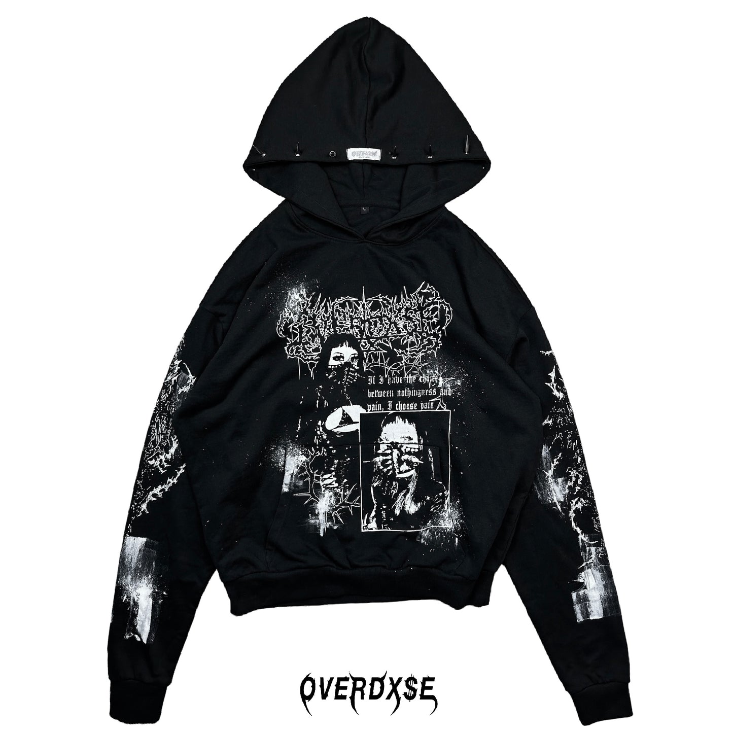 Limited spiked OVERDXSE “I CHOOSE PAIN” HOODIE all sizes