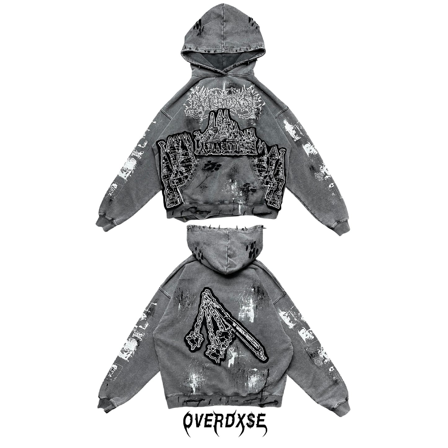 1of1 spiked OVERDXSE CASTLE HOODIE size L