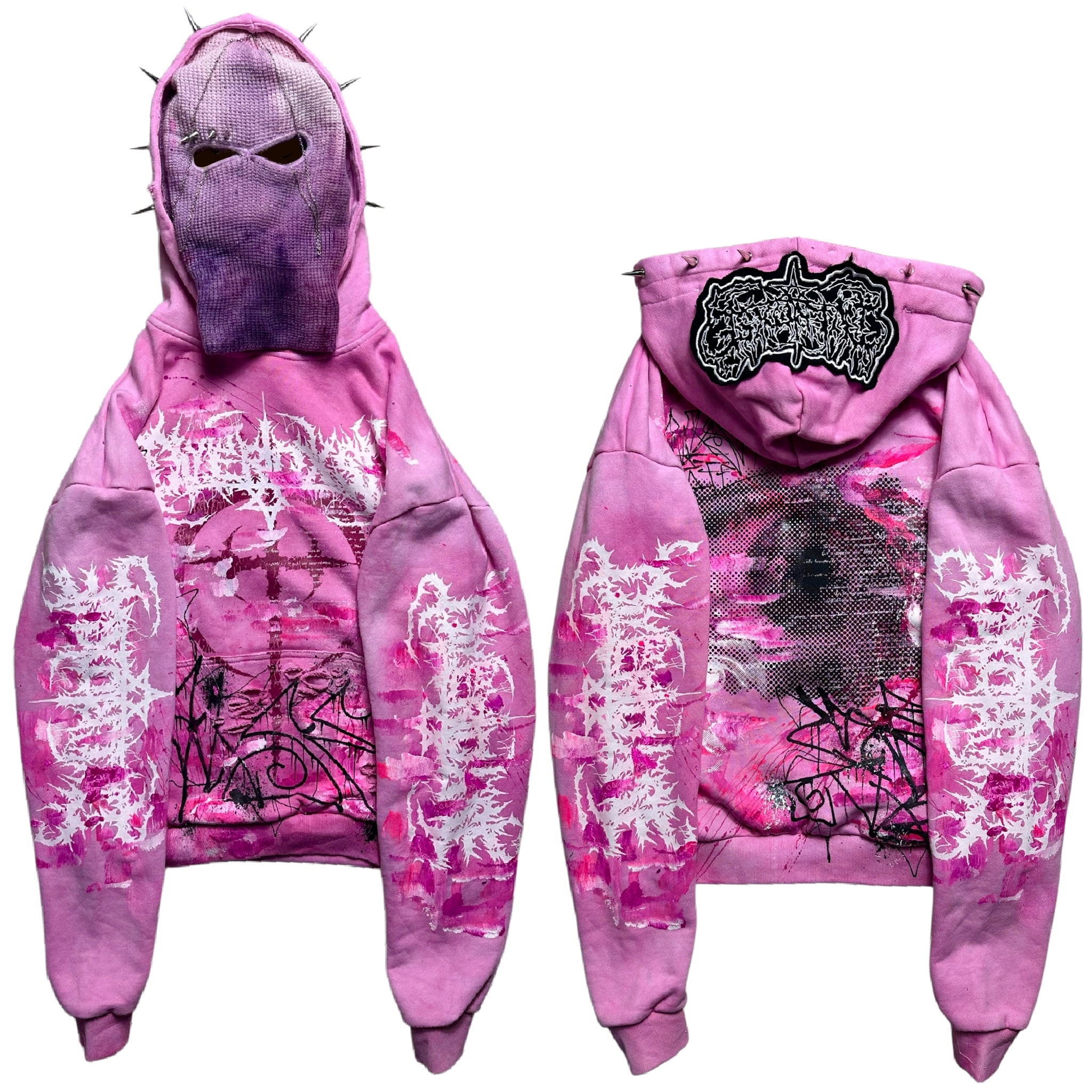 1of1 spiked OVERDXSE „HOLLOW“ MASK HOODIE size L