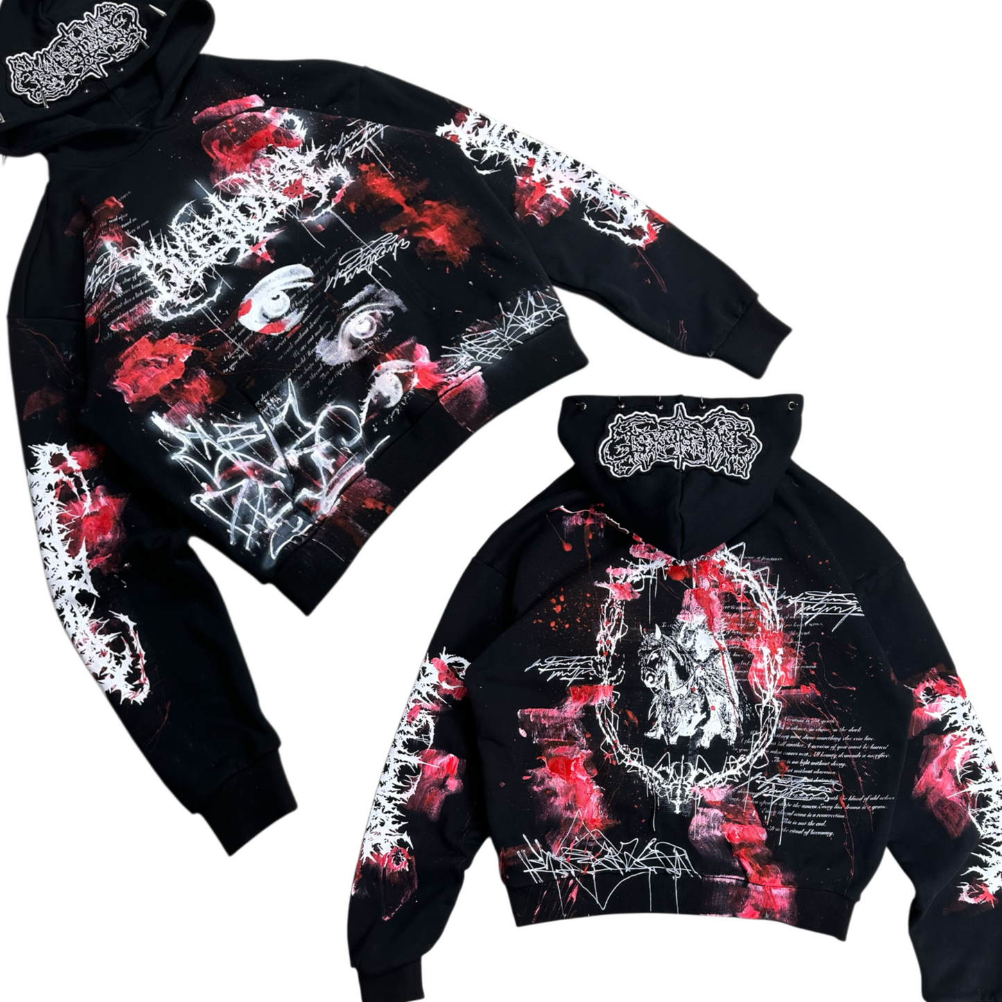 1of1 spiked BLOODY OVERDXSE HOODIE size L