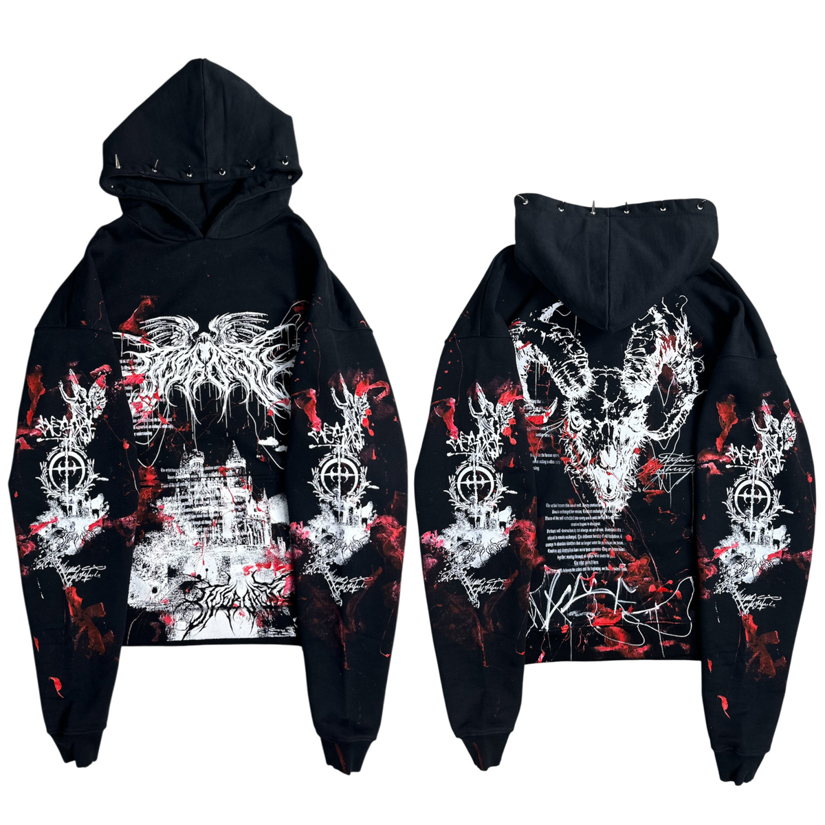 1of1 spiked BLOODY OVERDXSE HOODIE size XXL