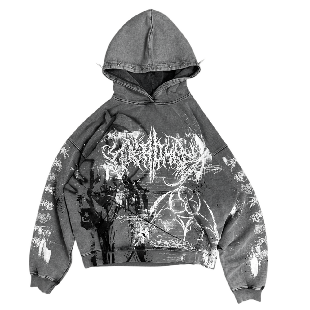 1of1 stone washed spiked OVERDXSE HOODIE size XL