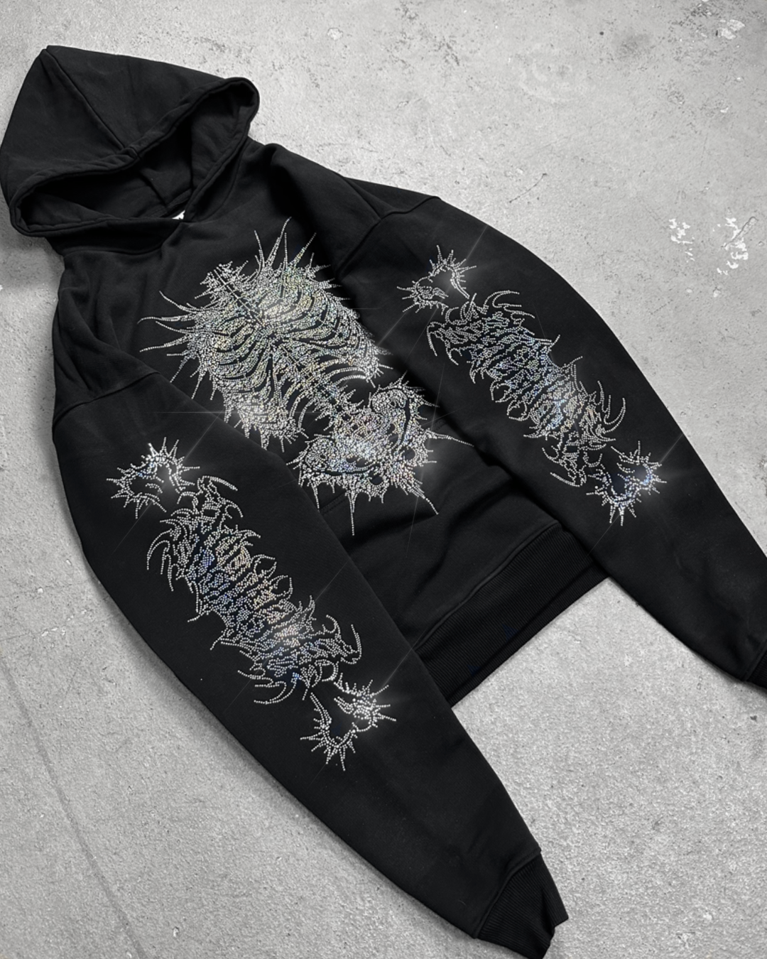 OVERDXSE RHINESTONE „BONEFRAME“ HOODIE all sizes