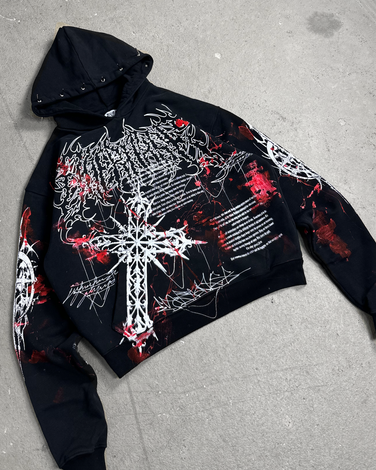 1of1 spiked BLOODY OVERDXSE HOODIE size M