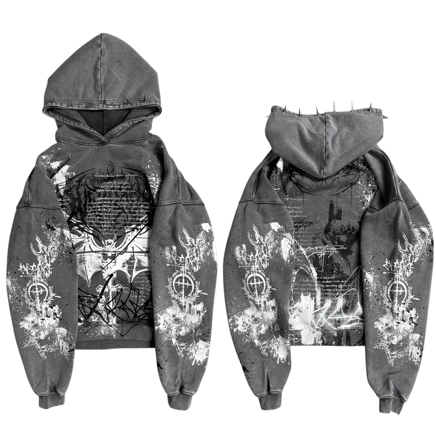 1of1 spiked OVERDXSE HOODIE size L