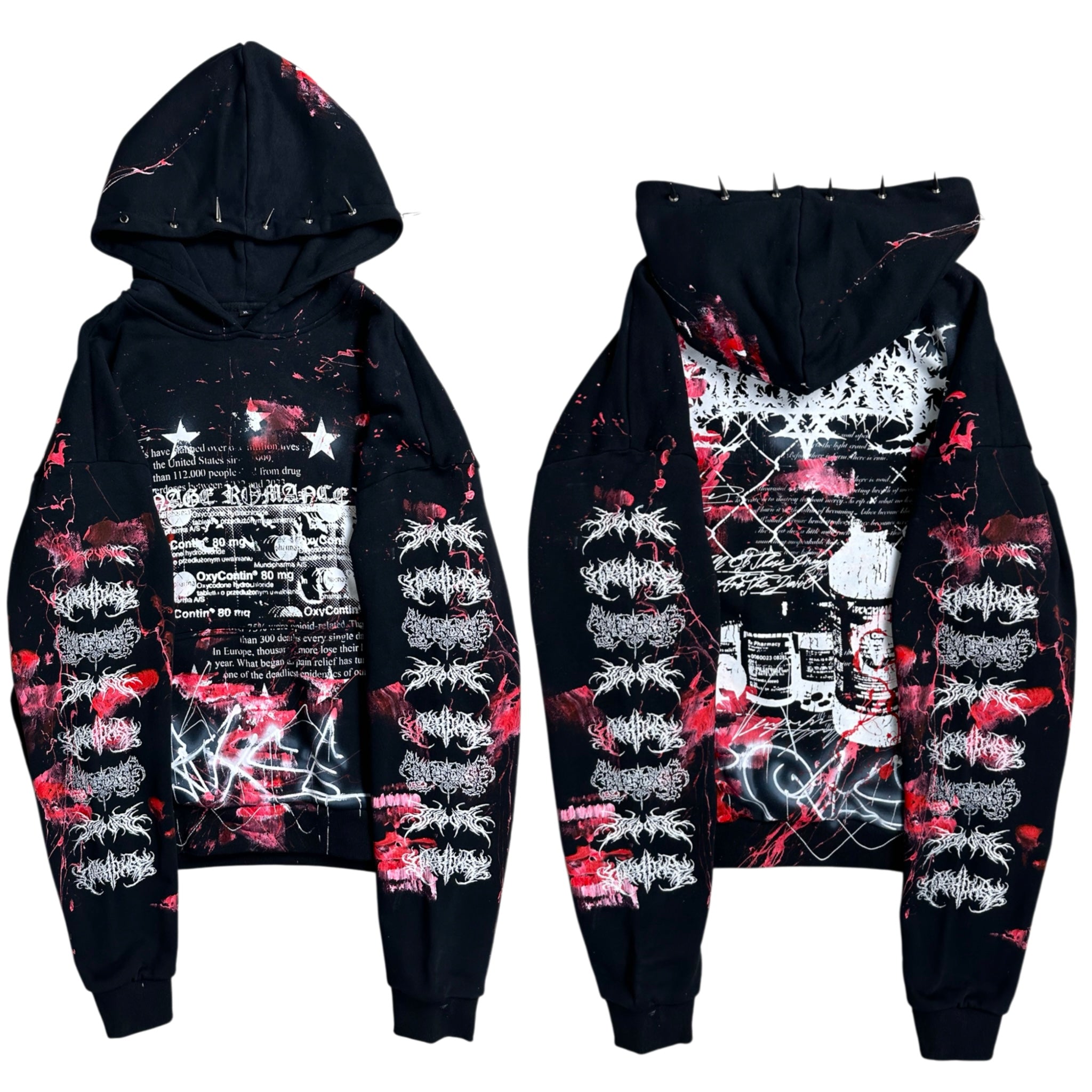 1of1 spiked BLOODY OVERDXSE HOODIE size XL
