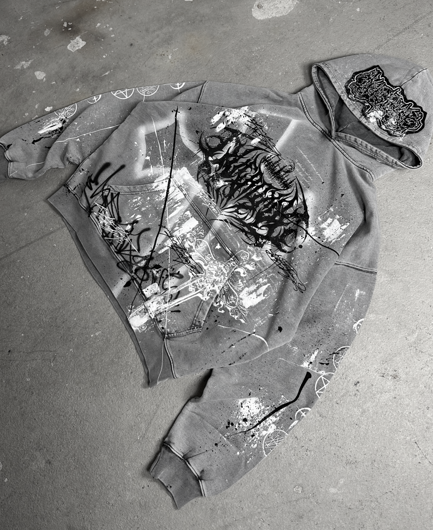 1of1 stone washed OVERDXSE HOODIE size XXL