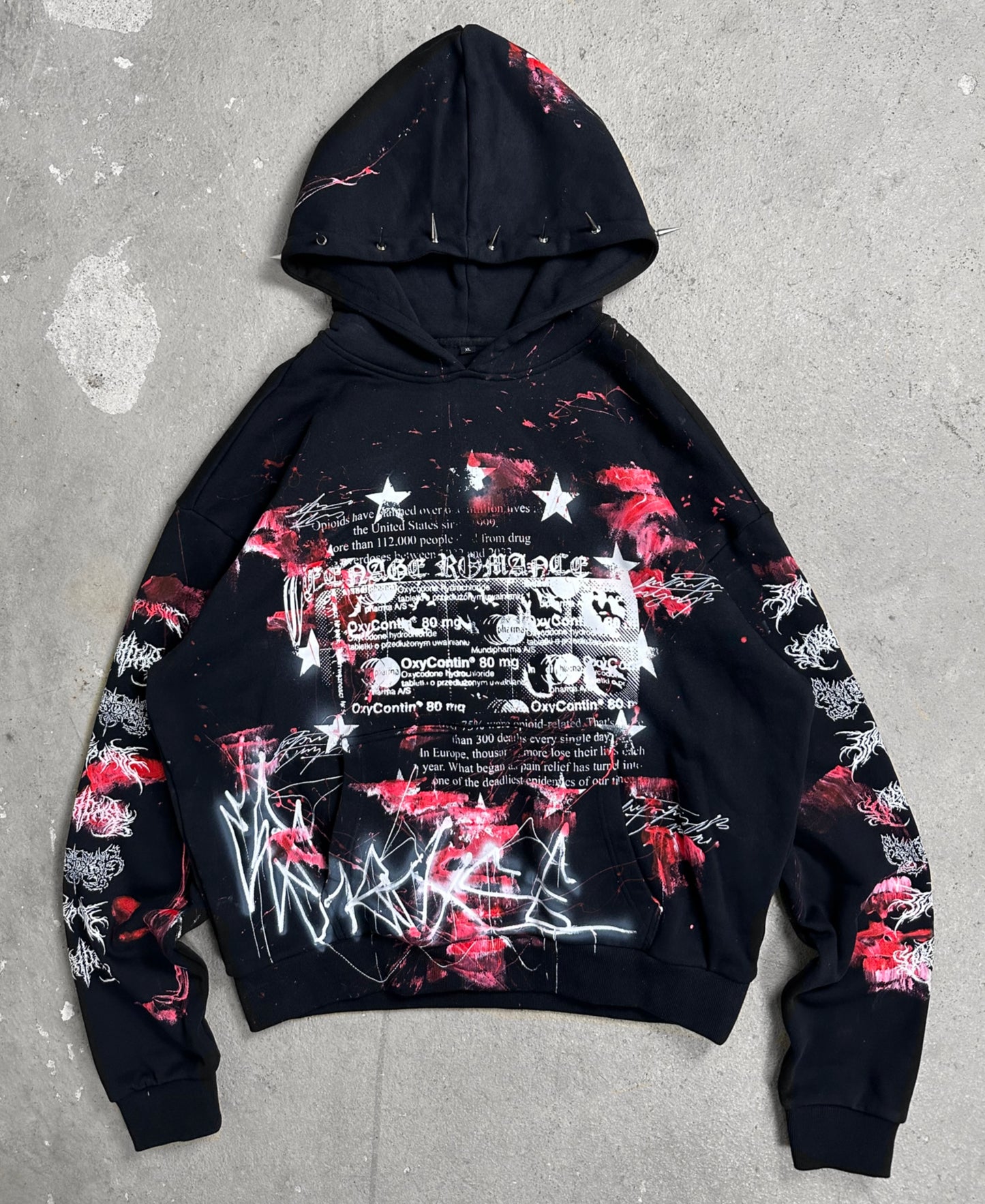 1of1 spiked BLOODY OVERDXSE HOODIE size XL