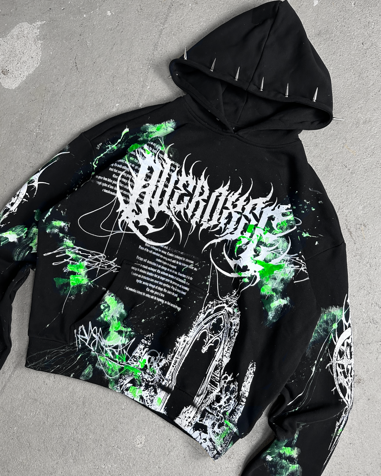 1of1 spiked OVERDXSE HOODIE size L