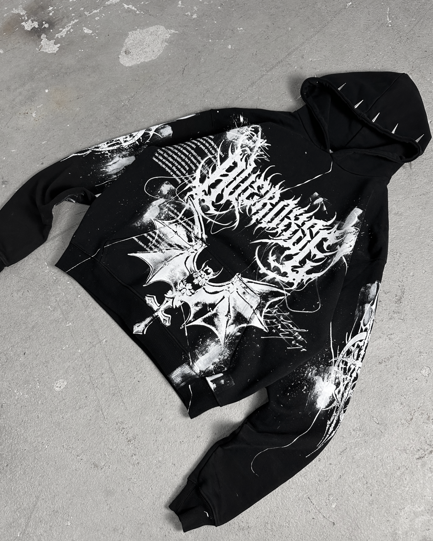 1of1 spiked OVERDXSE HOODIE size L