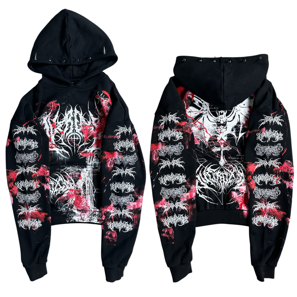 1of1 spiked BLOODY OVERDXSE HOODIE size S
