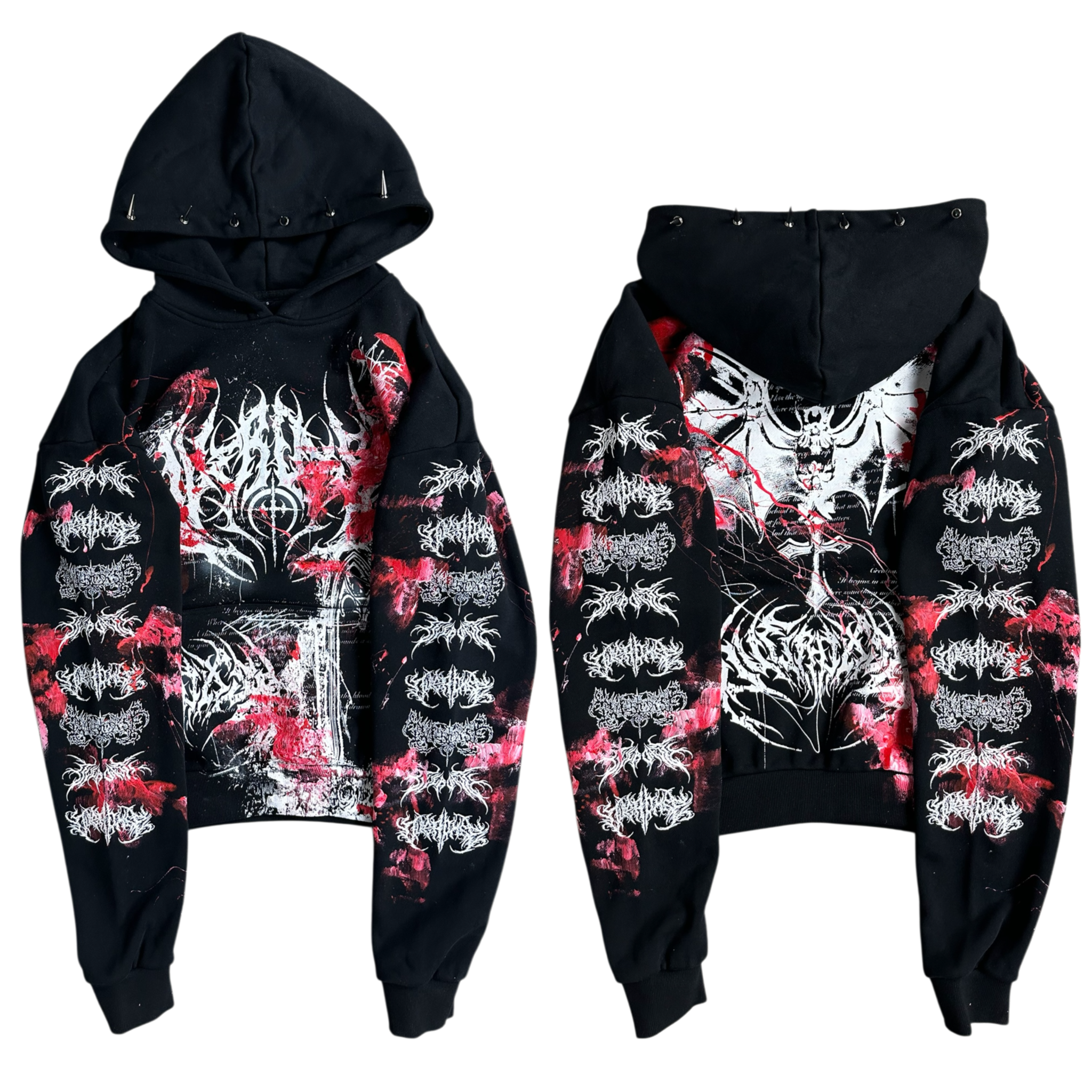 1of1 spiked BLOODY OVERDXSE HOODIE size S