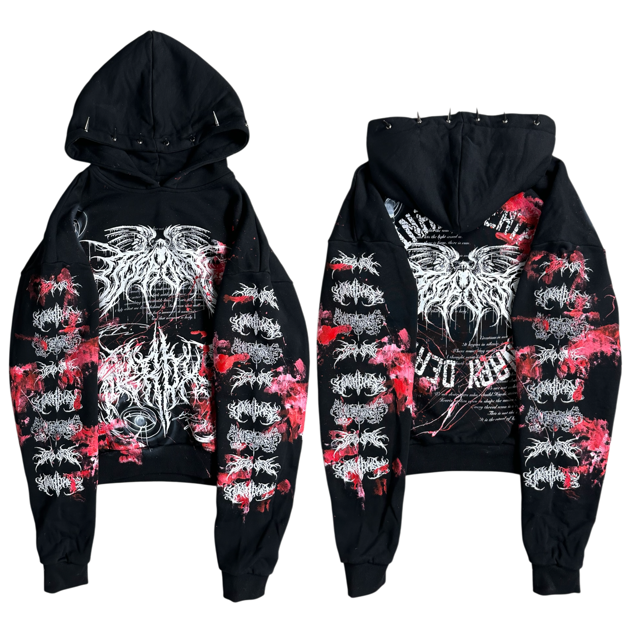 1of1 spiked BLOODY OVERDXSE HOODIE size M