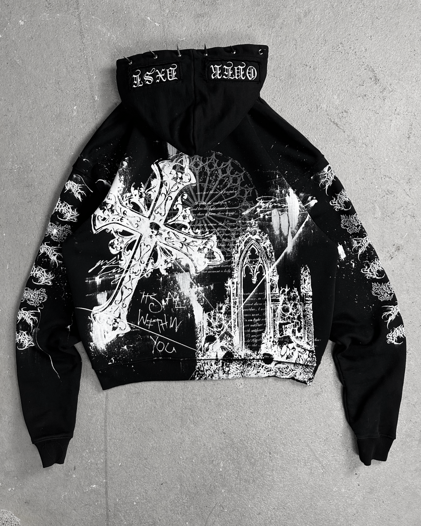 1of1 spiked OVERDXSE HOODIE size L
