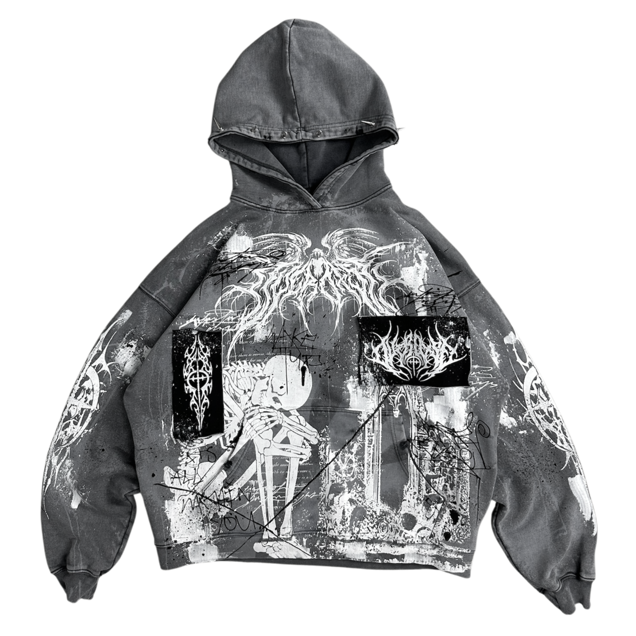 1of1 spiked / stone washed OVERDXSE HOODIE size L