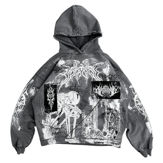 1of1 spiked / stone washed OVERDXSE HOODIE size L