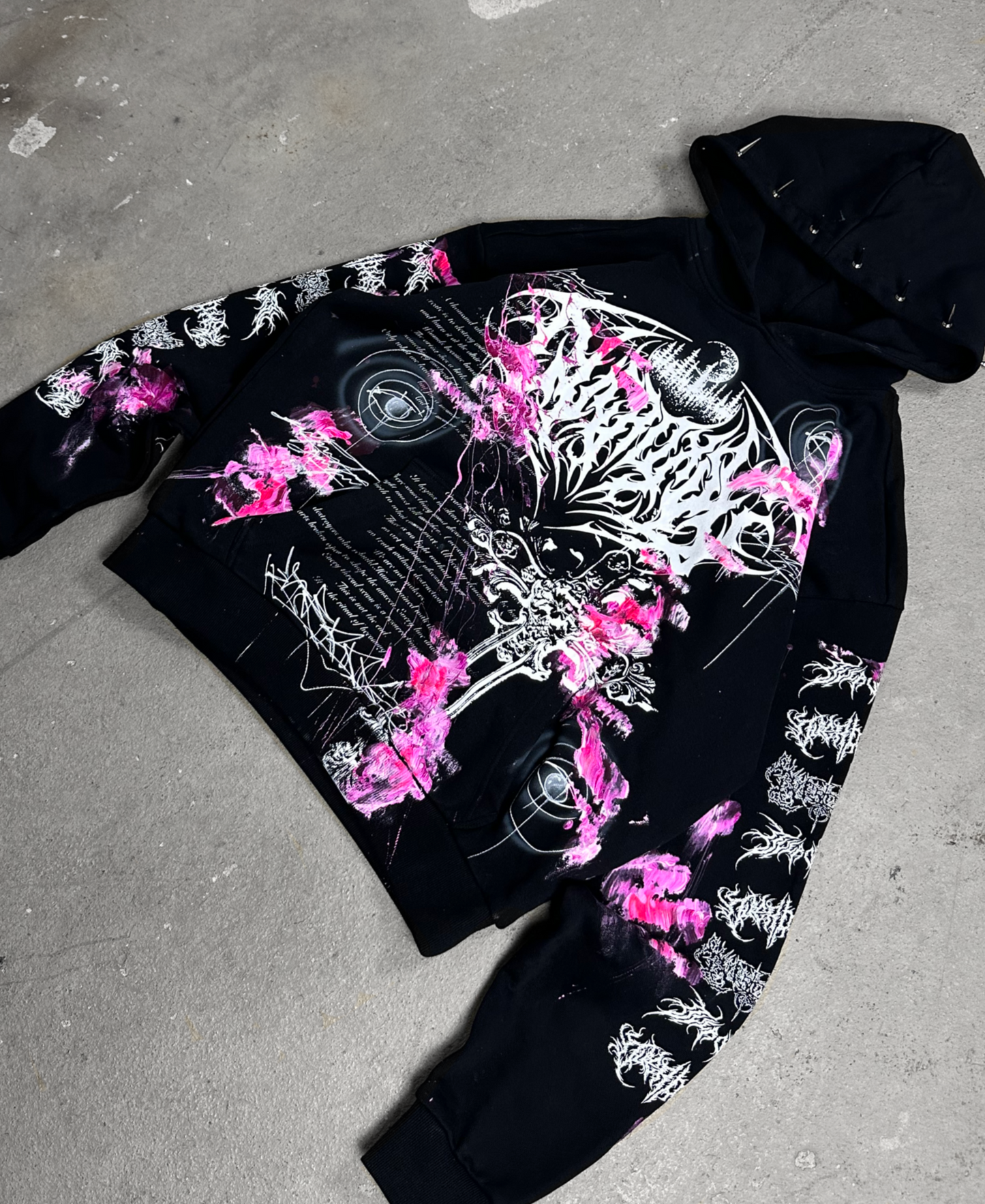 1of1 spiked OVERDXSE MAGNOLIA HOODIE size L