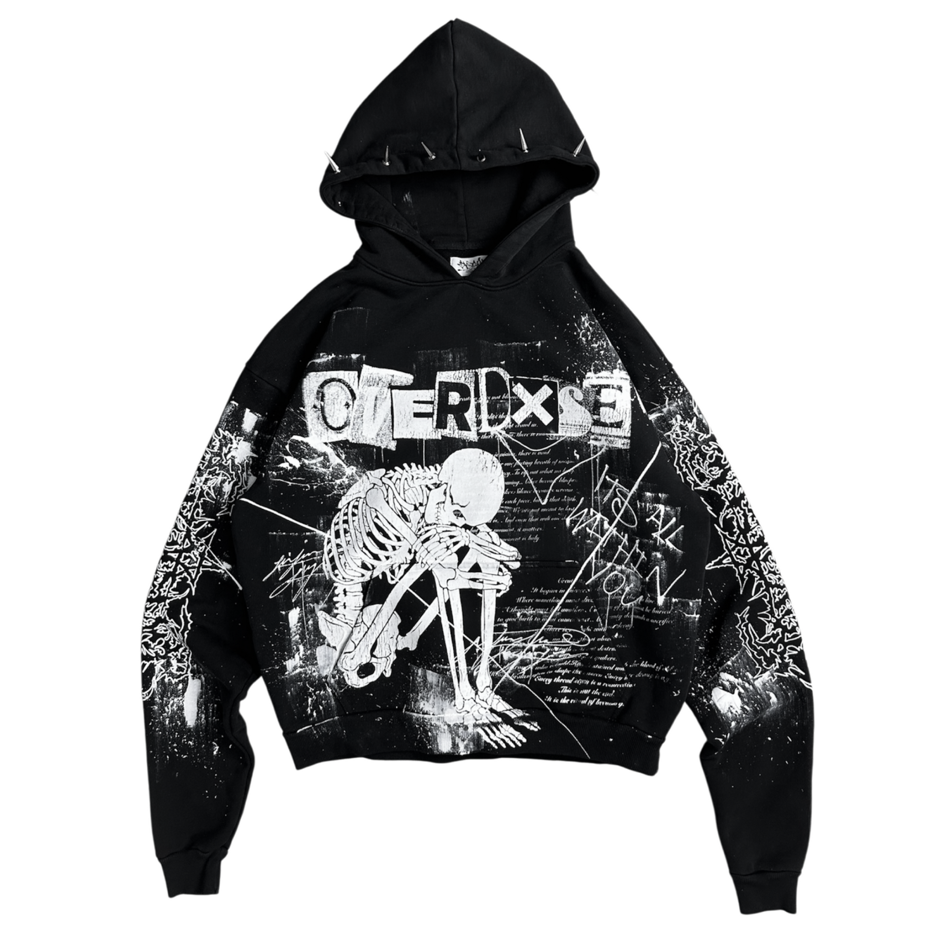 1of1 spiked OVERDXSE HOODIE size L – OVERDXSE CLOTHING