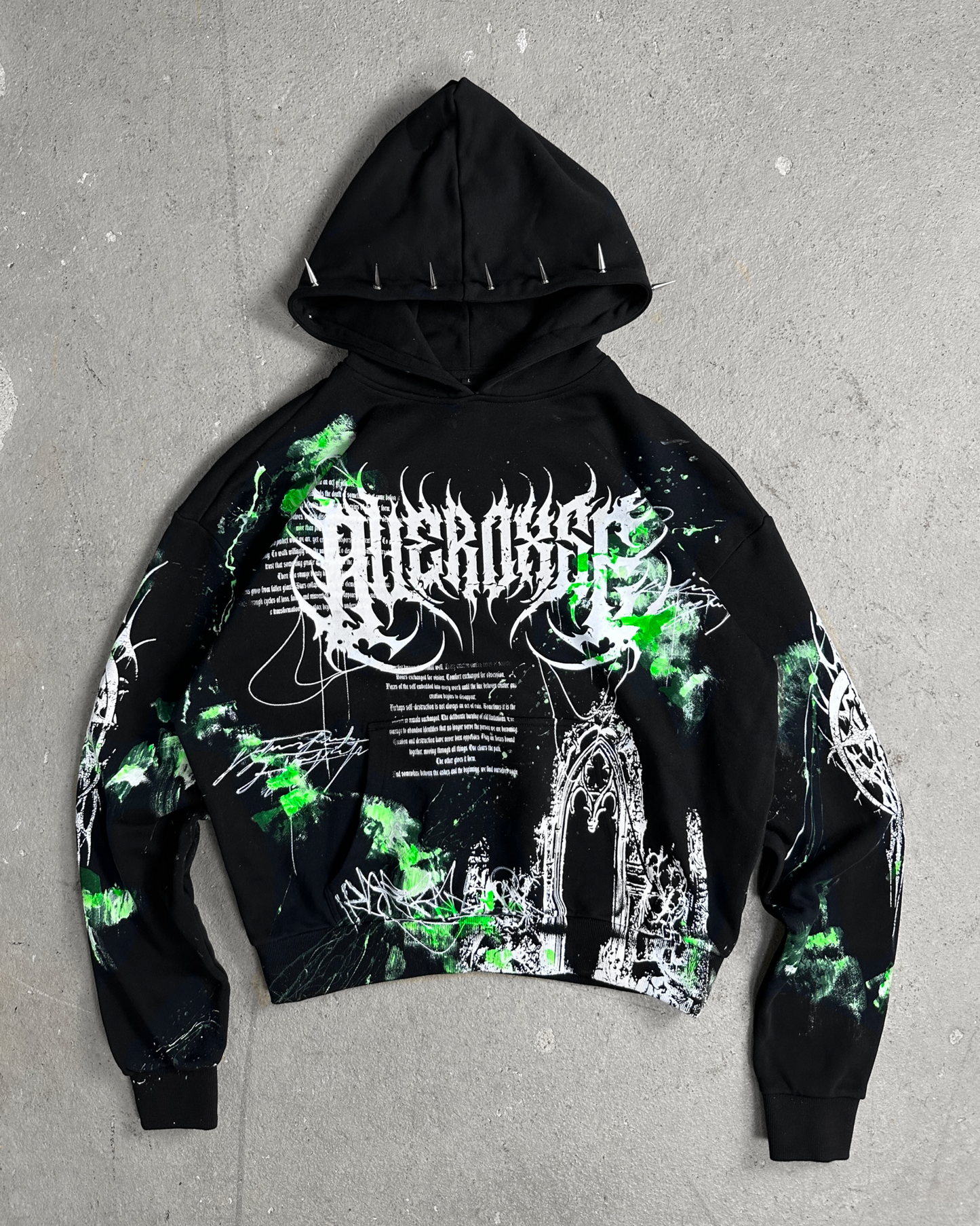 1of1 spiked OVERDXSE HOODIE size L