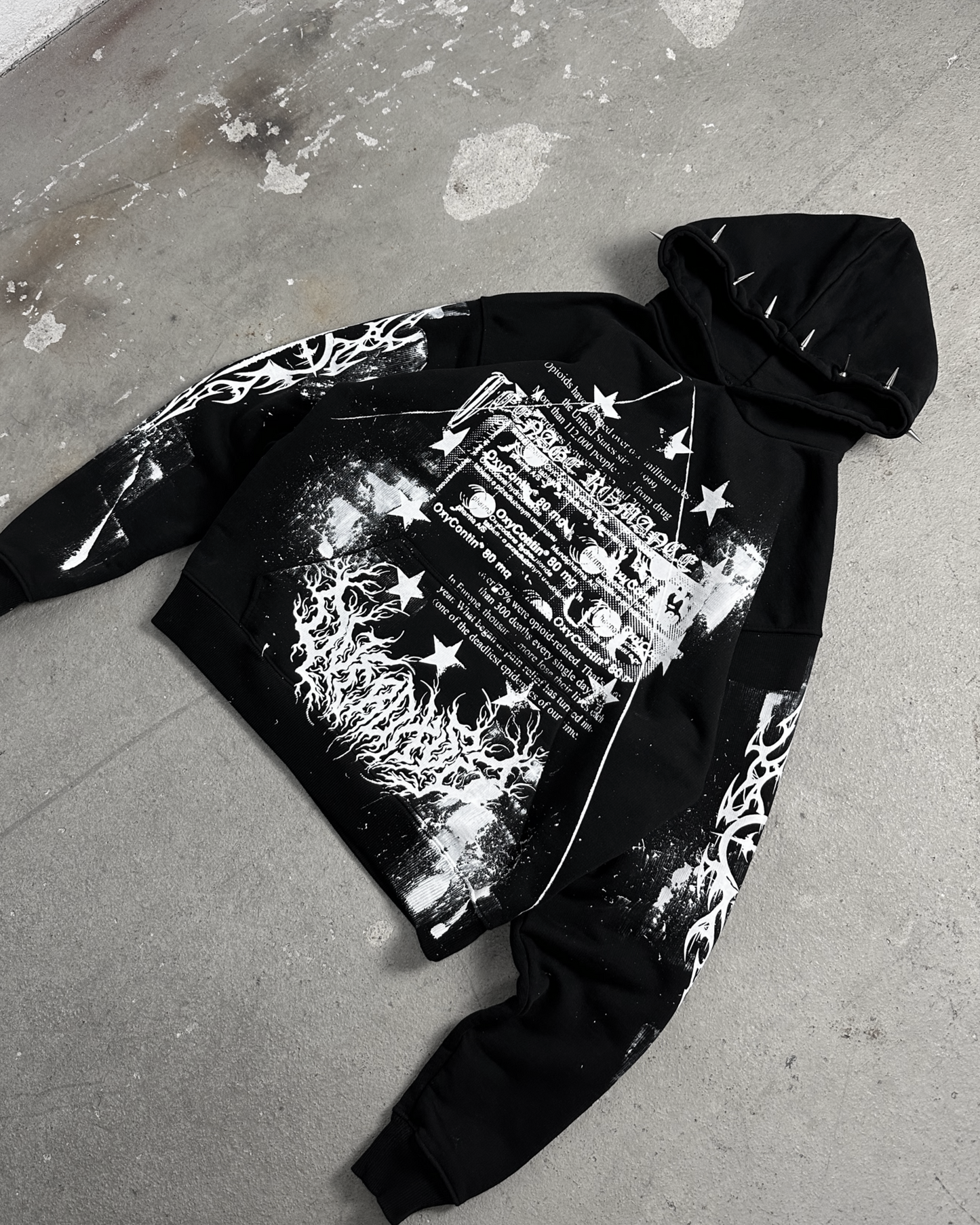 1of1 spiked OVERDXSE HOODIE size L – OVERDXSE CLOTHING